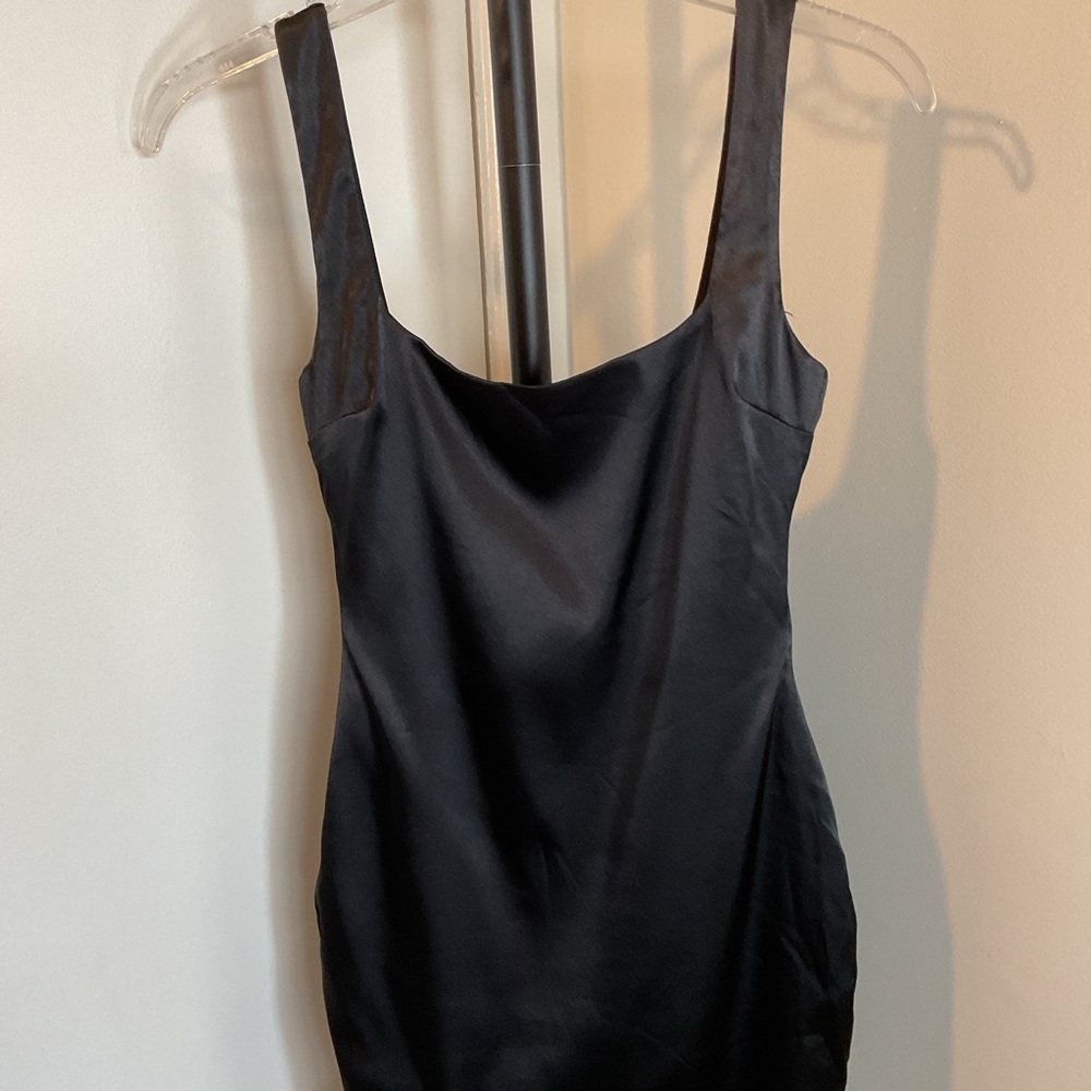 Source Unknown Black Bodycon Mini Dress Square Neck Sleeveless - Picture 3 of 9